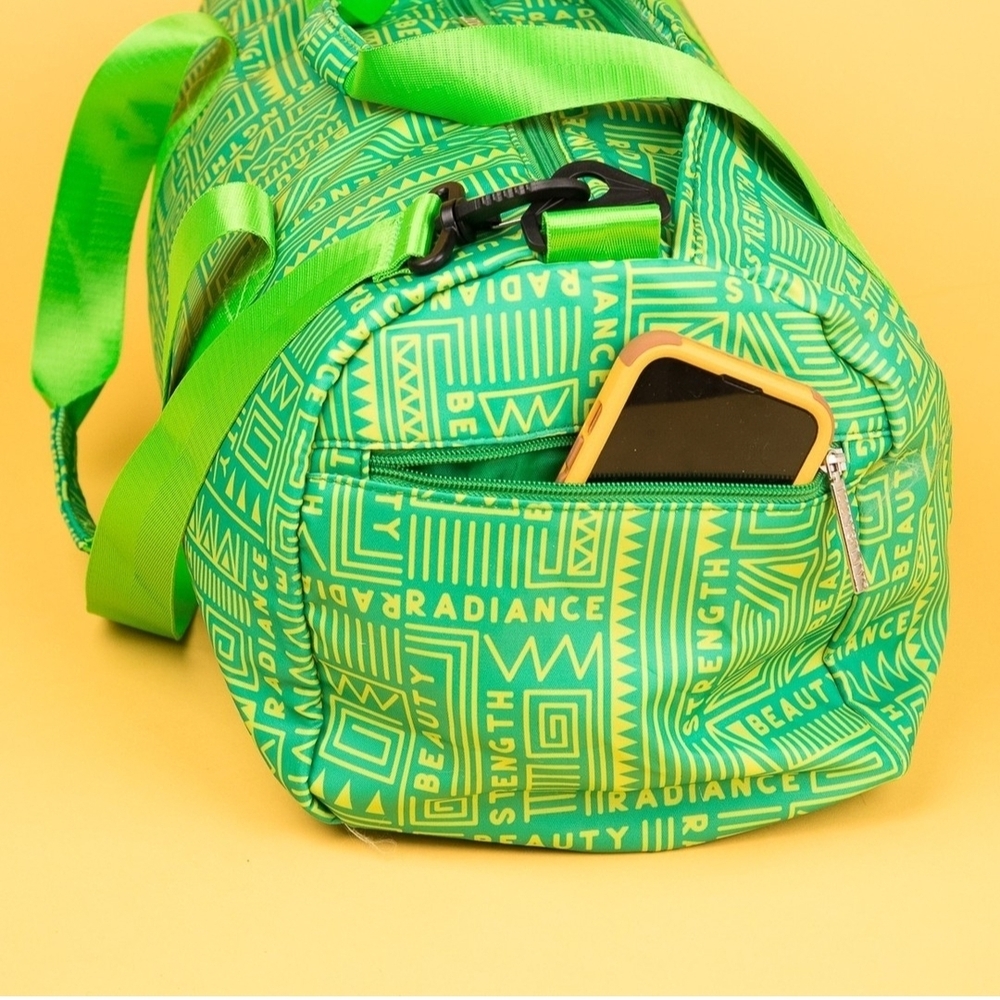 Green Patterned Travel Weekend Duffle Bag